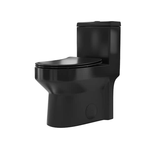 Liberty 12 in. Rough In 1-Piece 1.1/1.6 GPF Dual Flush Compact Round Toilet in Matte Black Seat Included