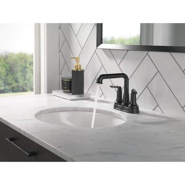 Saylor 4 in. Centerset Double-Handle Bathroom Faucet in Matte Black