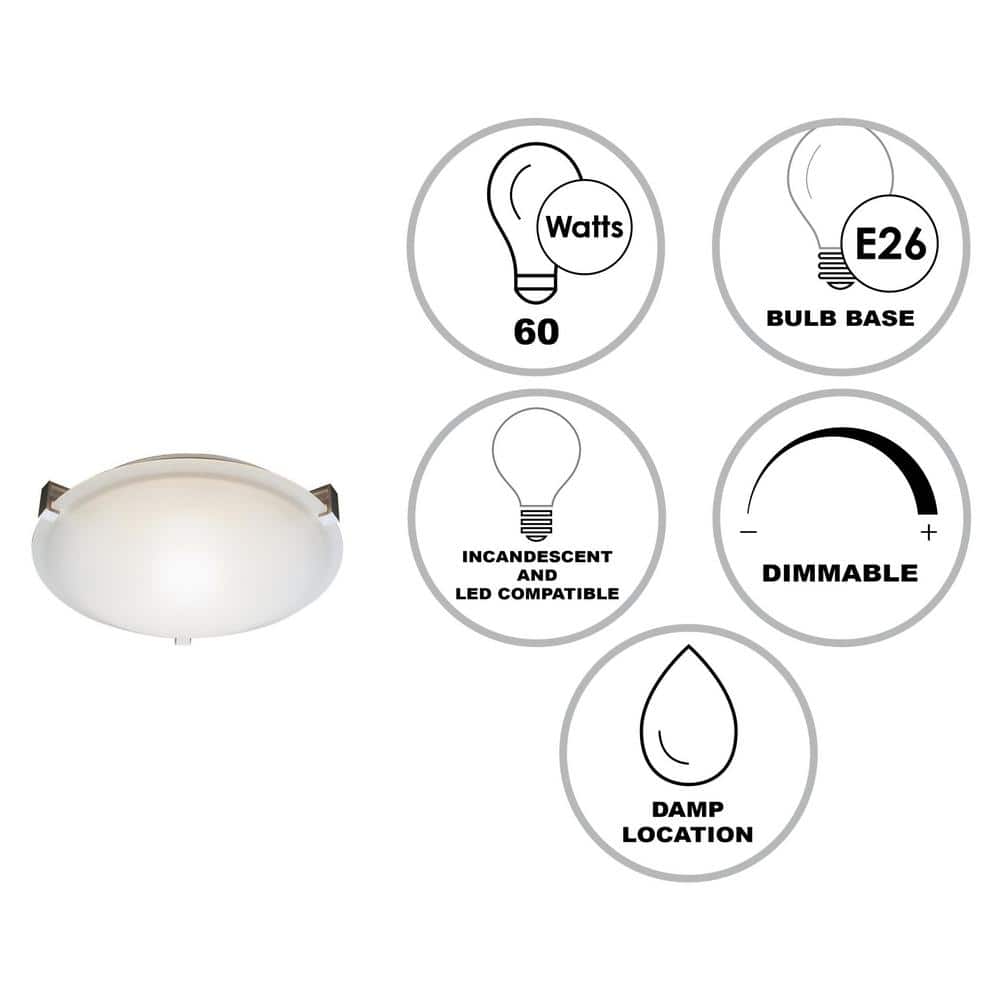 Neptune 12" Brushed Nickel Contemporary Flush Mount Ceiling Light