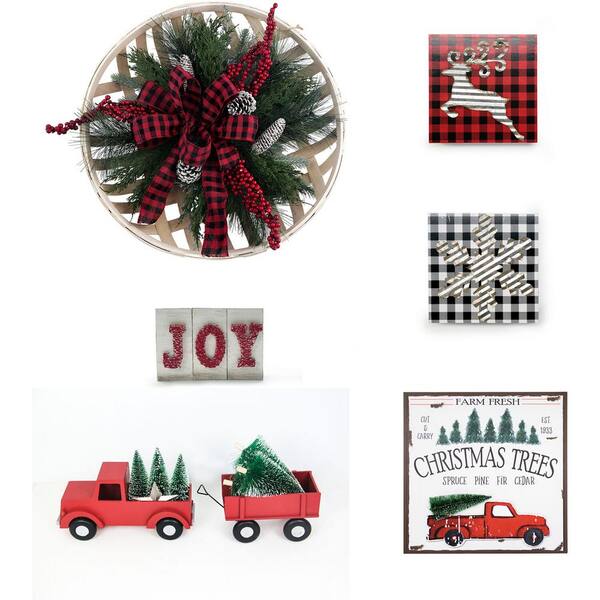 Fraser Hill Farm 20 in. Christmas Decorating Kit with Wreath, Joy ...