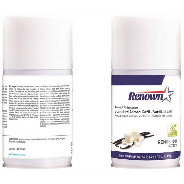 Renown 6 Oz Vanilla Bean Odor Neutralizer Aerosol Dispenser Refill Ren03080 The Home Depot