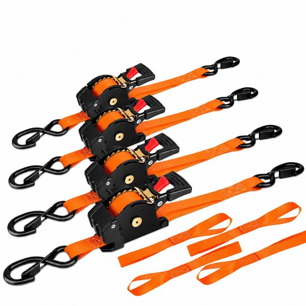 1 in. x 10 ft. Retractable Ratchet Tie Down Straps with Vinyl-Coated S-Hooks, 1500 lb. Break Strength, 4-Pack price history on PriceWatchPro