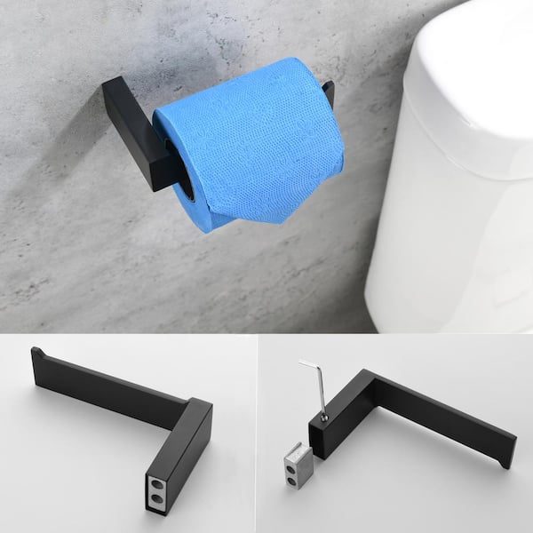 Bathroom Hardware Set Matte Black Paper Holder Towel Rail Rack Robe Hook  Toilet Brush Holder Bathroom Accessories