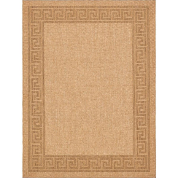 Unique Loom Outdoor Greek Key Light Brown 9' 0 x 12' 0 Area Rug