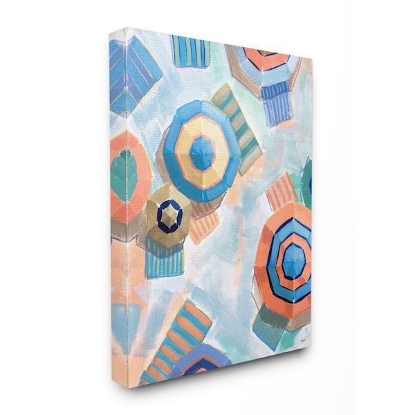 Stupell Industries 36 in. x 48 in. "Colorful Abstract Umbrella Beach Painting" by Shelby Dillon Canvas Wall Art