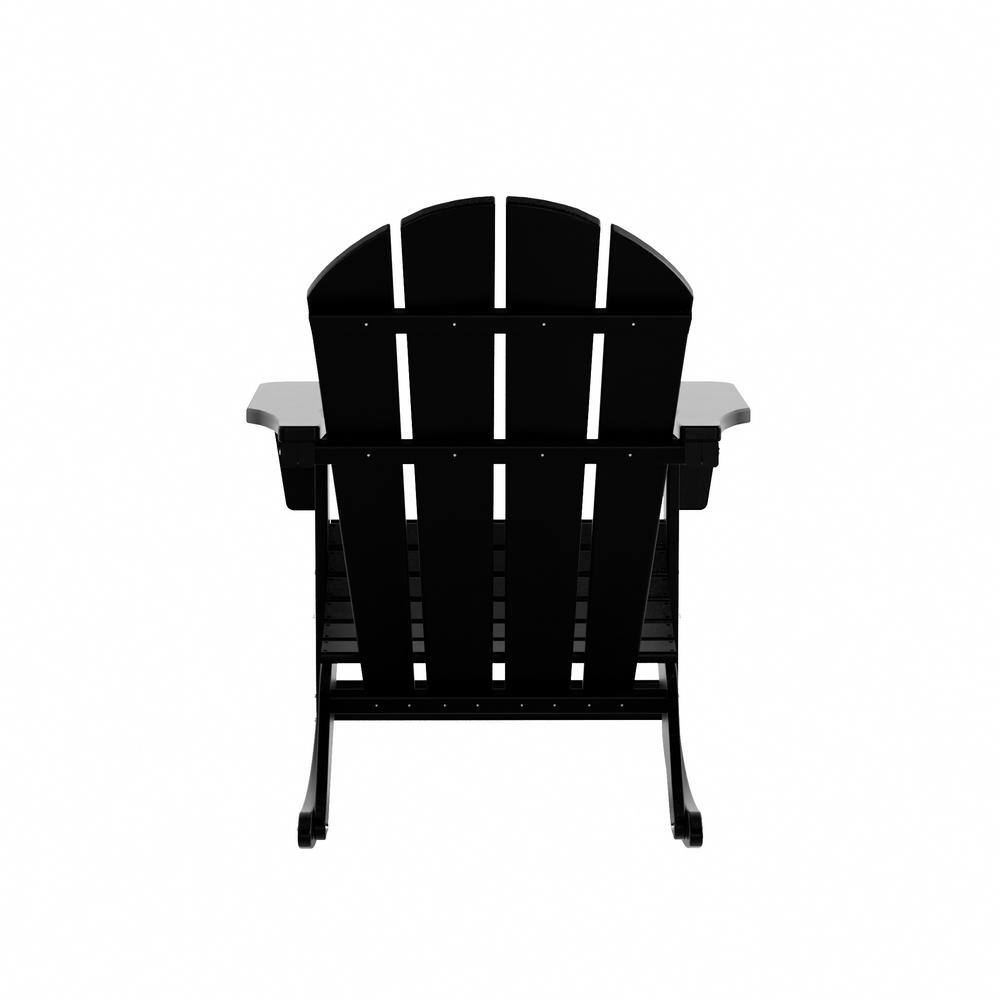 Classic Black Recycled Poly Adirondack Rocking Chair