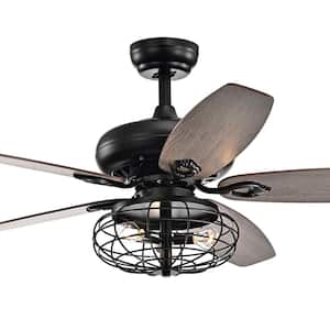 Joye 52 in. Black Indoor Remote Controlled Ceiling Fan with Light Kit