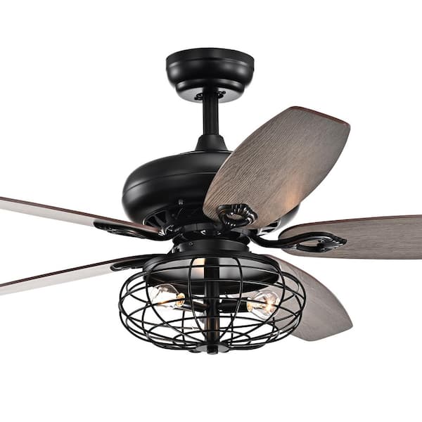 Warehouse of Tiffany Joye 52 in. Black Indoor Remote Controlled Ceiling Fan with Light Kit