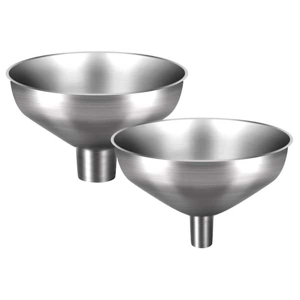 Stainless Steel Kitchen Funnel Set of 2 Easy Clean Food Grade Durable Multipurpose for Liquids Powders Beans Spices
