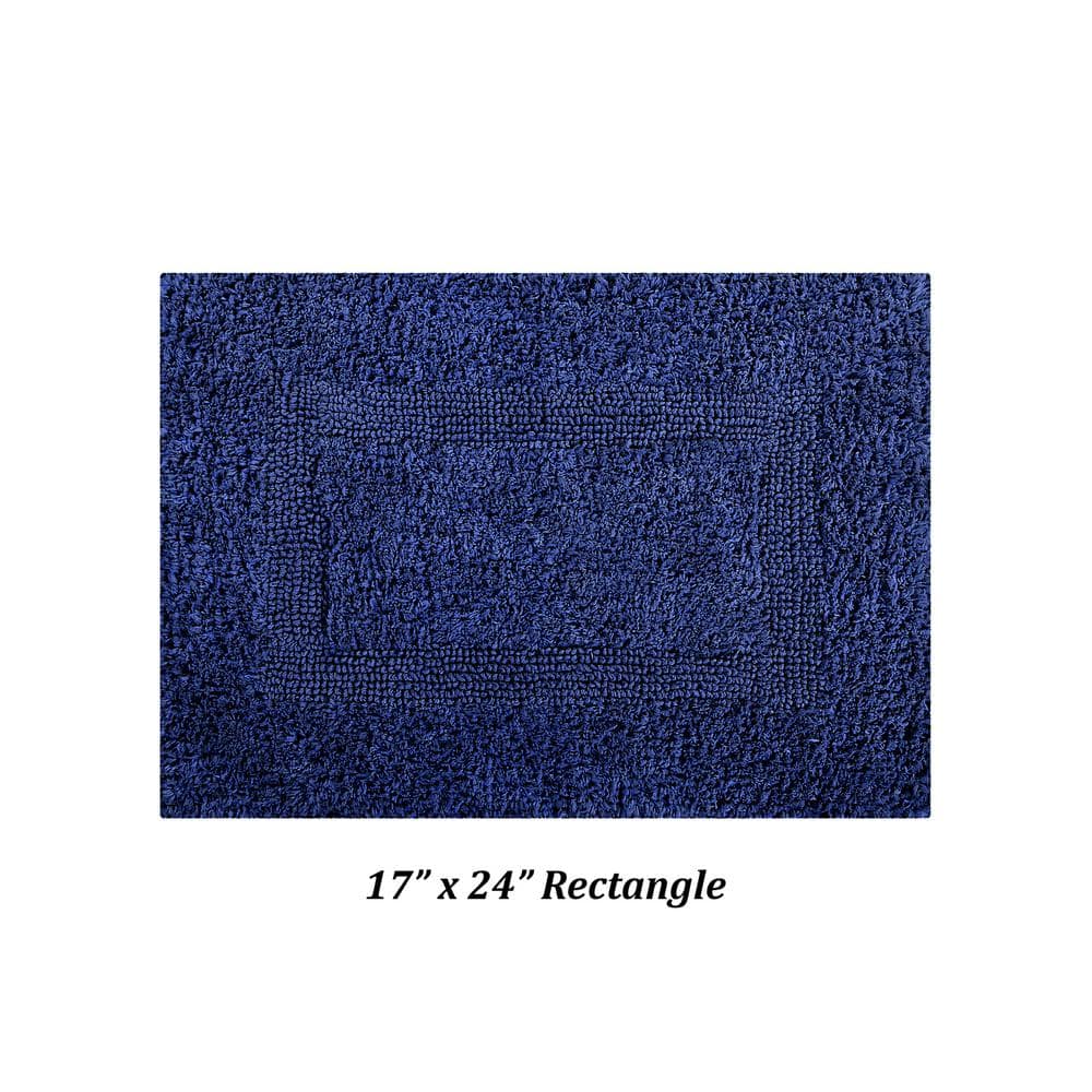 Lux Navy 100% Cotton Reversible Bath Rug 17" x 24"