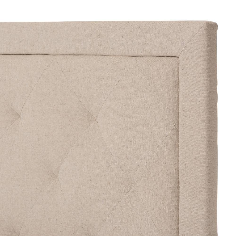 Modern Beige Linen Twin Platform Bed with Diamond Tufting