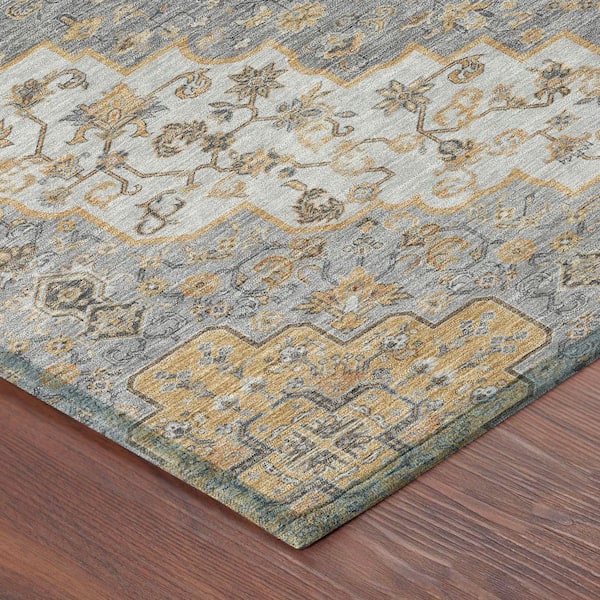 Chantille Machine Washable Indoor/Outdoor Abstract ACN2486 Silver 5 ft. x 7 ft. 6 in. Area Rug