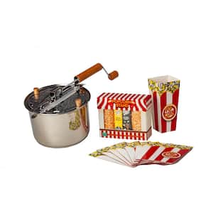 6 qt. Stainless Steel Stovetop Popcorn Popper and Popcorn Stand Gift Set