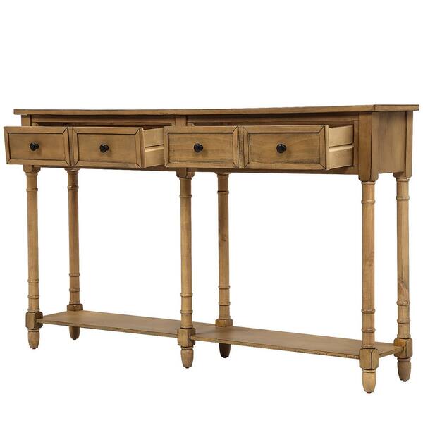 Rectangle Old Pine Wood Console Table, Preusser 3 Drawer Console Table