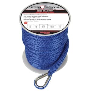 BoatTector 1/2 in. x 100 ft. Royal Blue Solid Braid MFP Anchor Line with Thimble