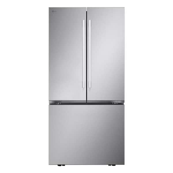33 in. W. 25 cu. ft. Smart 3-Door French Door Refrigerator Standard Depth MAX in PrintProof Stainless Steel