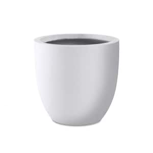 10 in. W Round Lightweight Pure White Concrete Metal Indoor Outdoor Planter Pot with Drainage Hole for Home and Garden