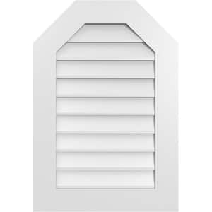 22 in. x 32 in. Octagonal Top Surface Mount PVC Gable Vent: Decorative with Standard Frame