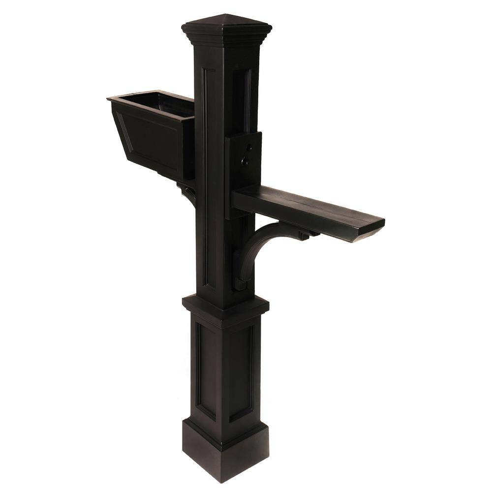 Mayne Westbrook Plus Plastic Mailbox Post, Black580A00300 The Home Depot