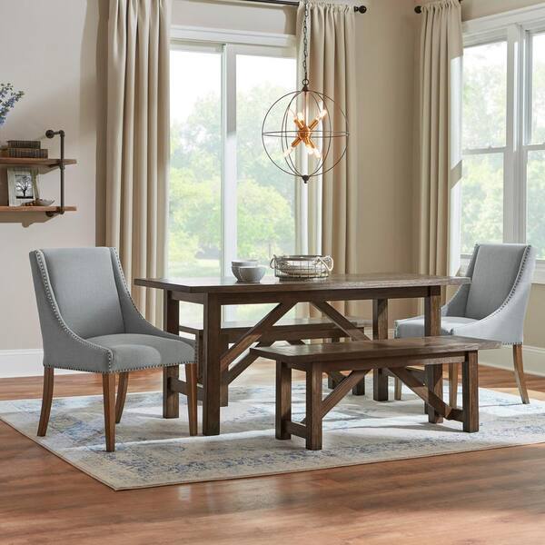 Home Decorators Collection Plum Hill Smoke Brown Wood Rectangular Dining Table For 6 66 In L X 30 In H 12595 The Home Depot