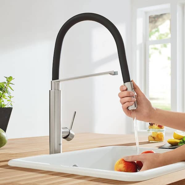GROHE Concetto Single-Handle Pull-Down Kitchen Faucet in SuperSteel Infinity 31492DC0 - The Home Depot
