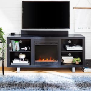 58" Modern Electric Fireplace TV Stand - Black