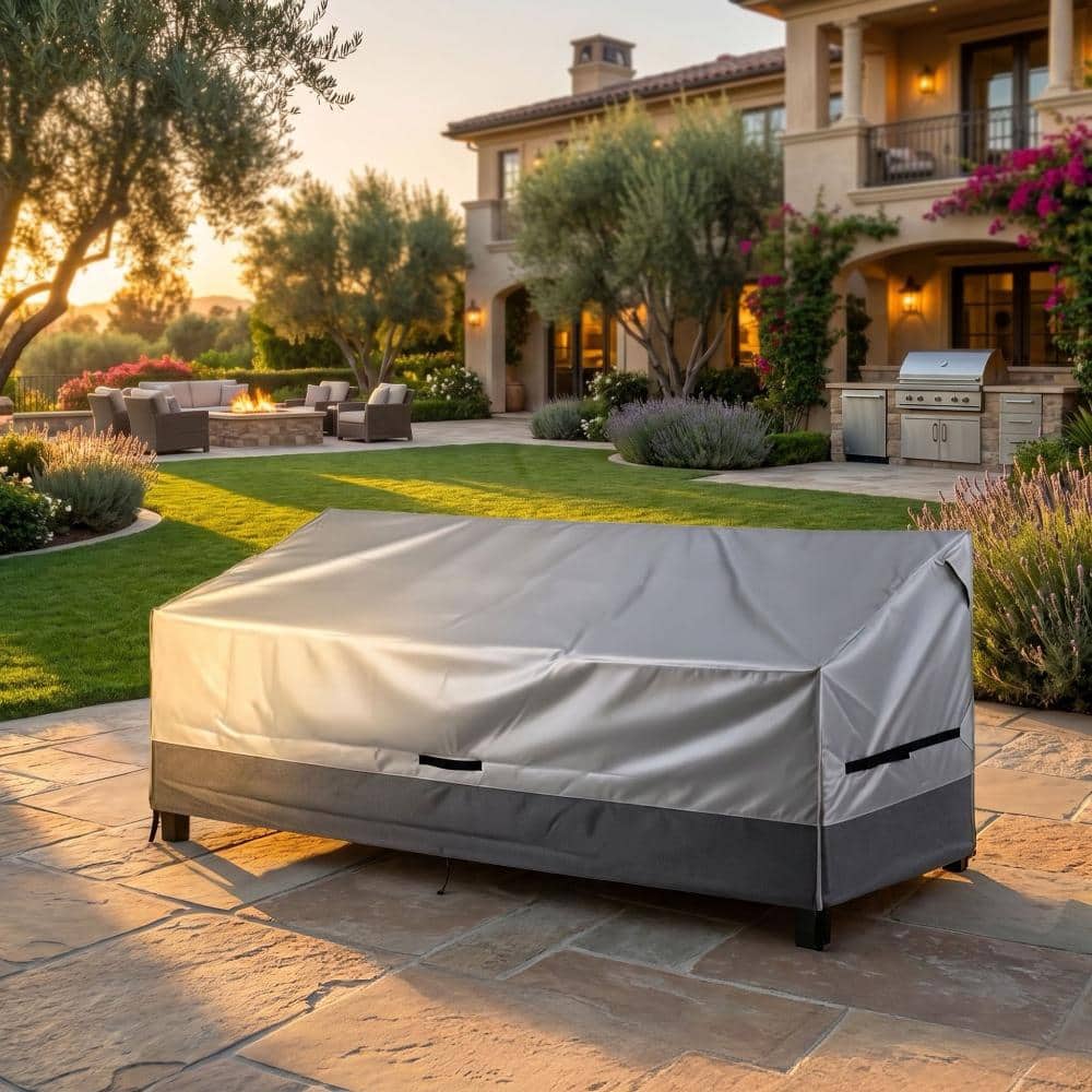 Heavy Duty Gray Waterproof UV Resistant 3 Seater Outdoor Patio Sofa Cover(86x30x33 inches)