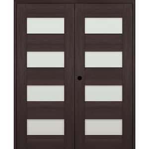 Vona 07-08 36 in. x 96 in. Right Active 4-Lite Frosted Glass Veralinga Oak Wood Composite Double Prehung Interior Door