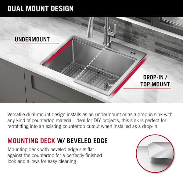 Delta Emery 15 in. Drop-In/Undermount Single Bowl 18 Gauge