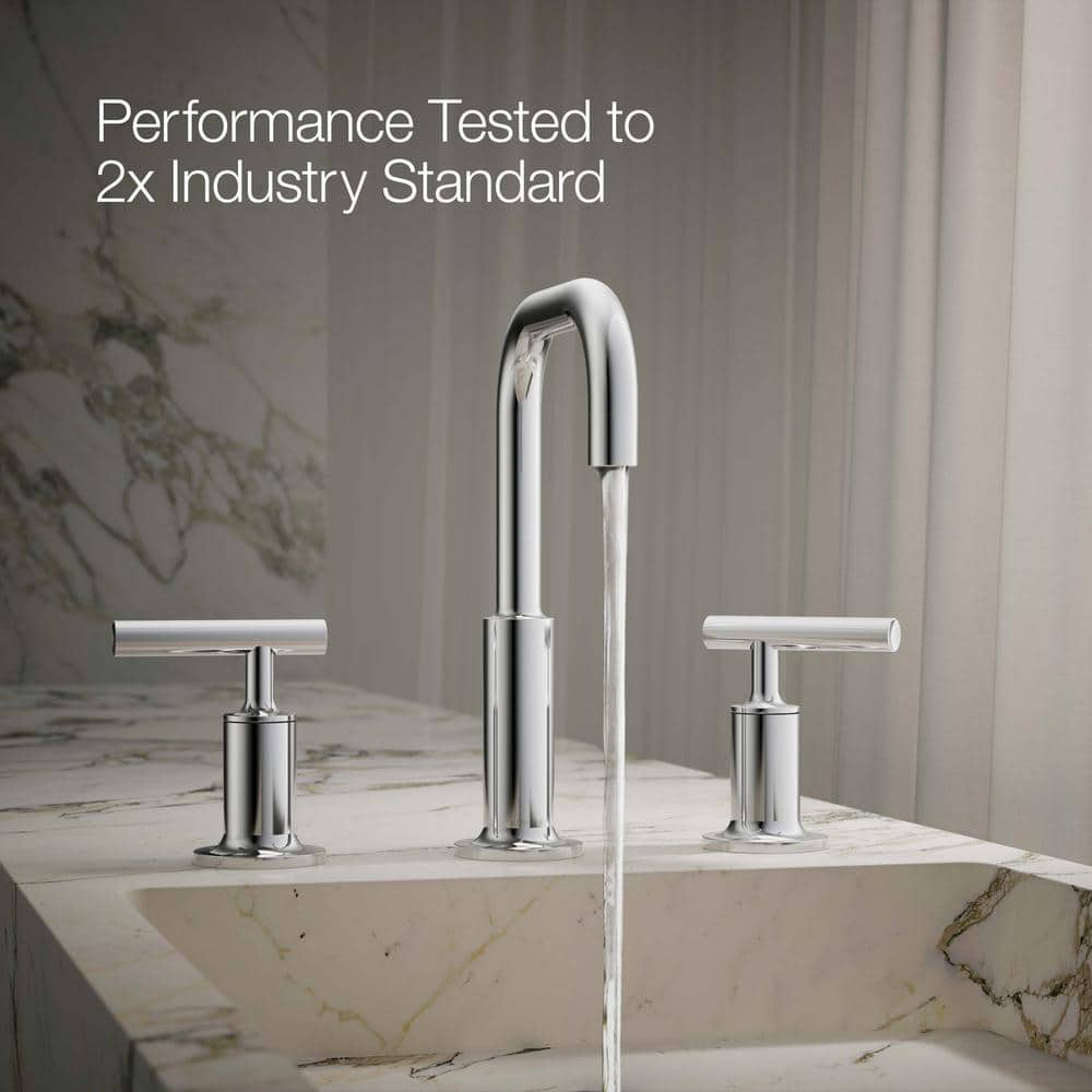 Purist Polished Chrome 8" Widespread Bathroom Sink Faucet with Low Lever Handles