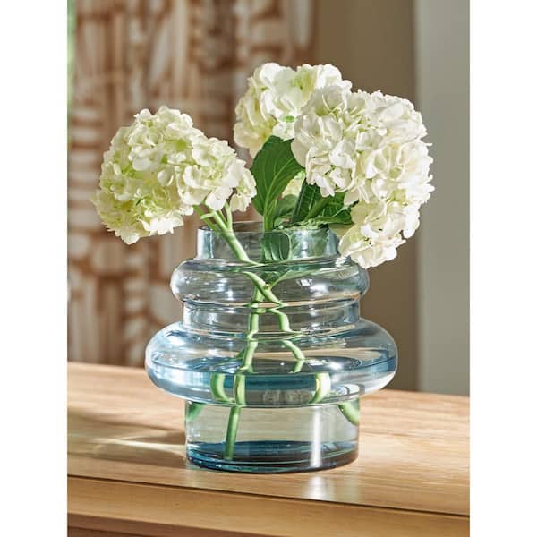 Vallmen 7 in. Blue Glass Gourd Decorative Vase