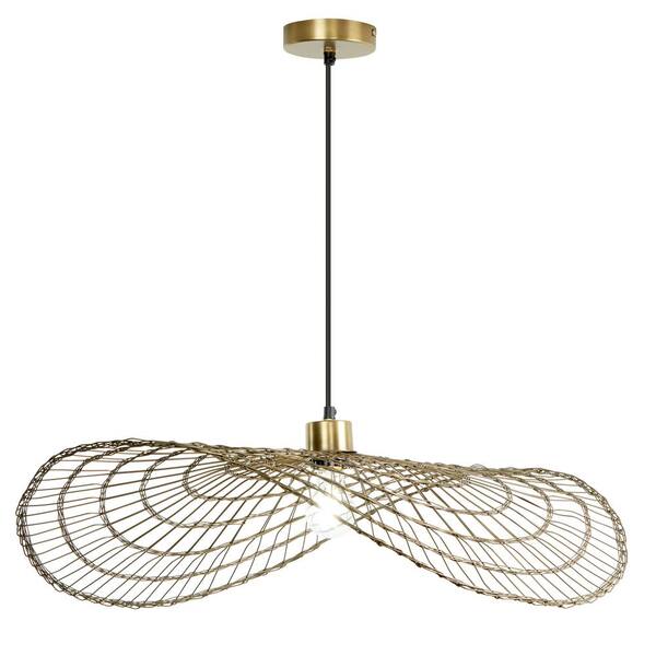 River of Goods Emma 40-Watt 1-Light Brass Cage Pendant Light with Metal Shade