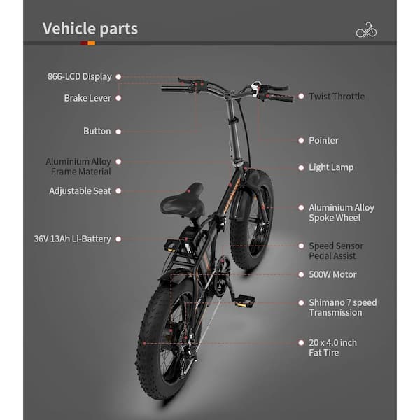 Ebike 20 750W 36V 10.2 AH Electric Folding Bike Bicycle Fat Tire City  E-bike