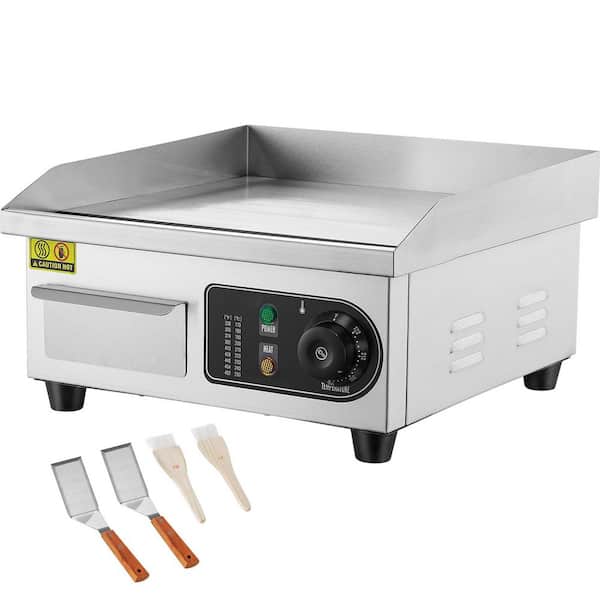 SKYSHALO Commercial Electric Griddle, 1700W Countertop Flat Top Grill, 14.17 x 11.81 x 0.39 in. Stainless Steel Grill 208 sq. in.