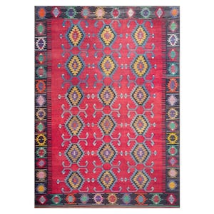 Boho Patio Collection Cranberry 5' x 7'6" Rectangle Residential Indoor/Outdoor Area Rug