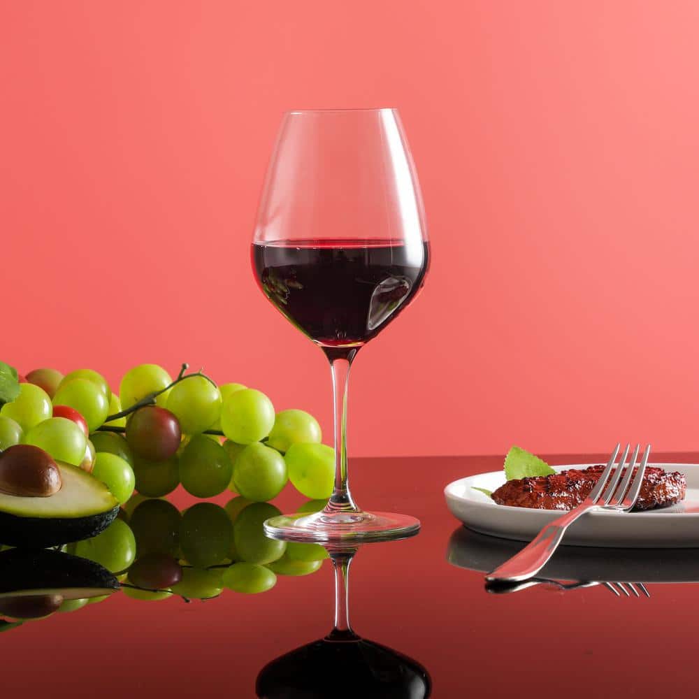 Set of 6 Clear Lead-Free Crystal Red Wine Glasses