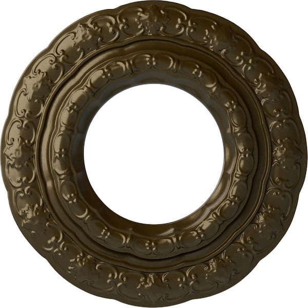 Ekena Millwork 15-3/8" x 7" I.D. x 1" Lisbon Urethane Ceiling Medallion (Fits Canopies upto 7"), Brass