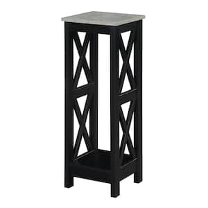 Oxford 31.75 in. Cement/Black Tall Square Wood Top Indoor Plant Stand with 2-Tiers