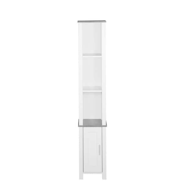 Unbranded 11.81 in. W x 11.81 in. D x 67.72 in. H Cream White Bathroom Storage Linen Cabinet