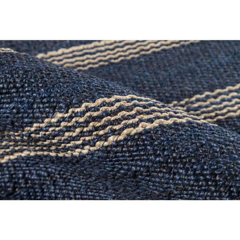 Handmade Navy Stripe 5' x 7' Jute Area Rug