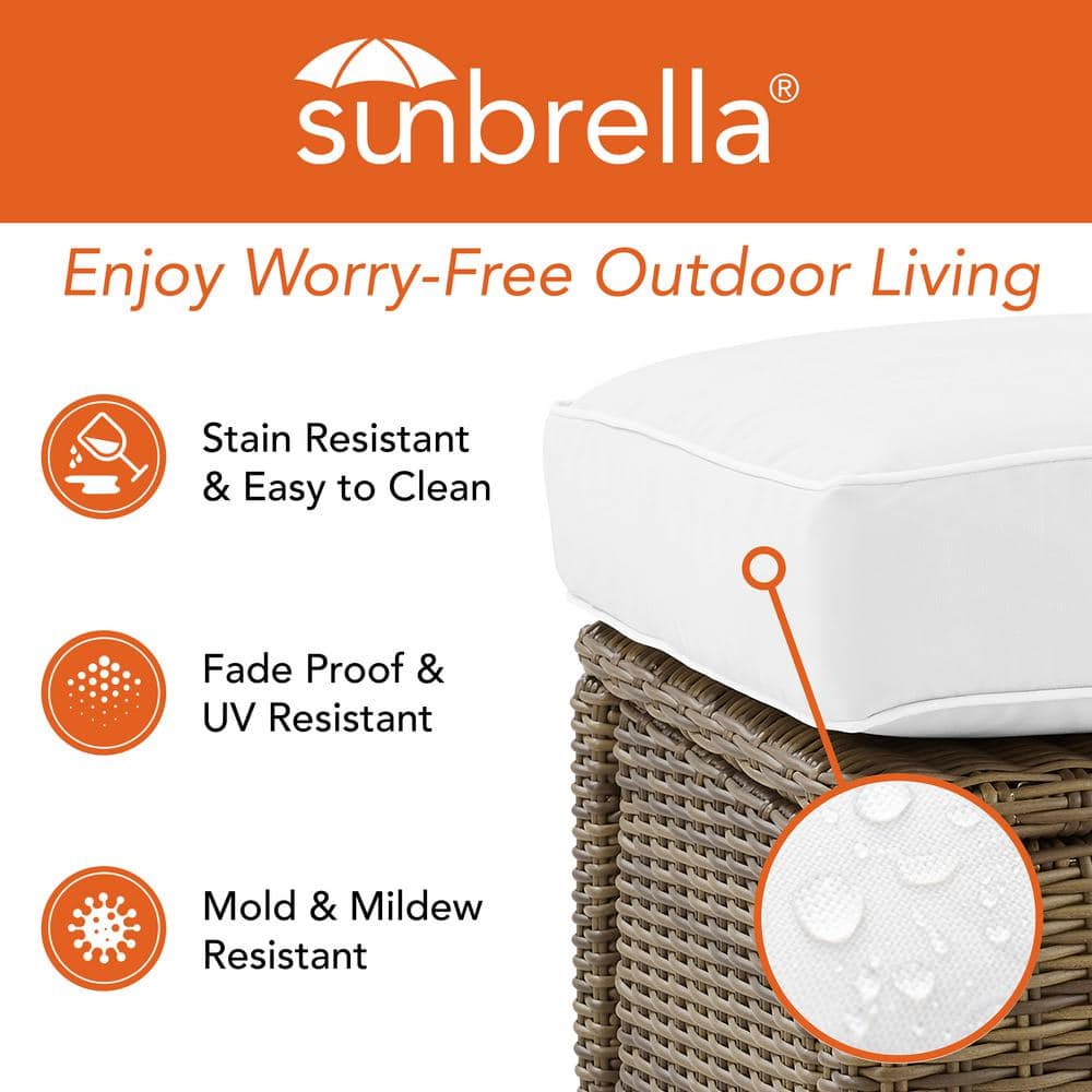 Bradenton 5Pc Outdoor Sofa Set with Swivel Rockers & Fire Table in Sunbrella White