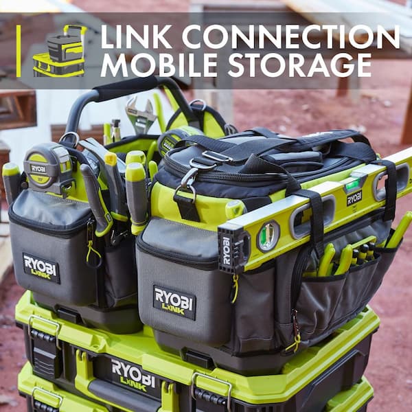 RYOBI 12 in. Zipper Pouch with 24 in. Tool Bag and LINK 17 in