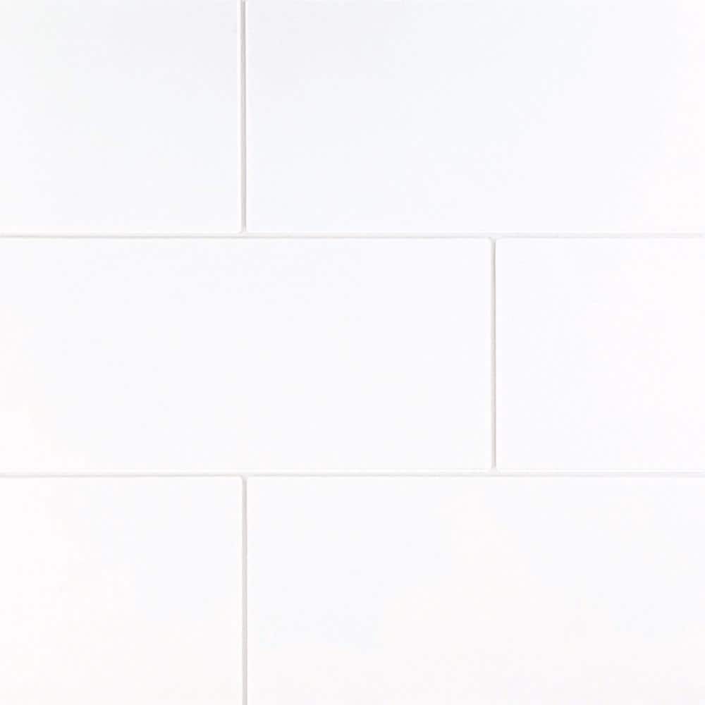 SaraMar White Solid Surface 3-Piece Glue Up Shower Wall Kit