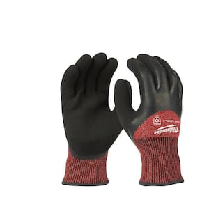 Small Red Latex Level 3 Cut Resistant Insulated Winter Dipped Work Gloves