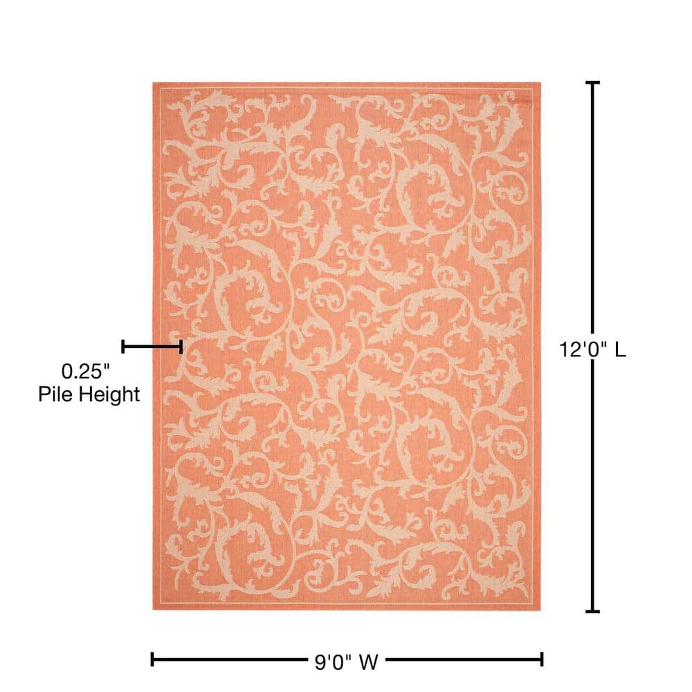 Terracotta & Natural 9'x12' Reversible Flat Woven Indoor/Outdoor Rug
