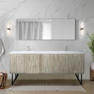 Lancy 80 in W x 20 in D Rustic Acacia Double Bath Vanity, White Quartz Top and 70 in Mirror