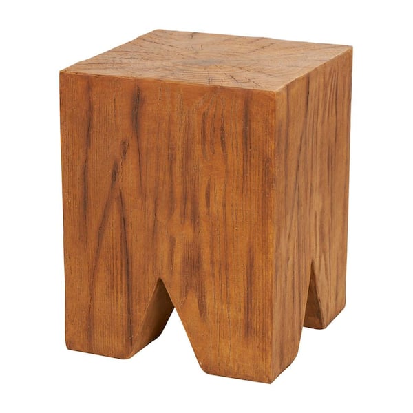 Litton Lane Brown Square Magnesium Oxide Outdoor Accent Table