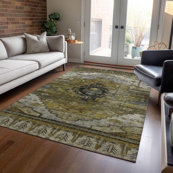 Chantille Machine Washable Indoor/Outdoor Abstract ACN1776 Brown 9 ft. x 12 ft. Area Rug