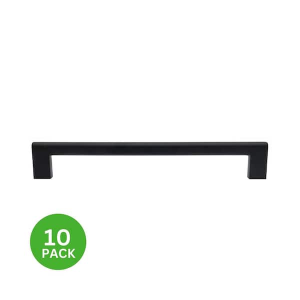 10-Pack Vail 8 in. (203 mm) Center-to-Center Modern Matte Black Bar Drawer Pull