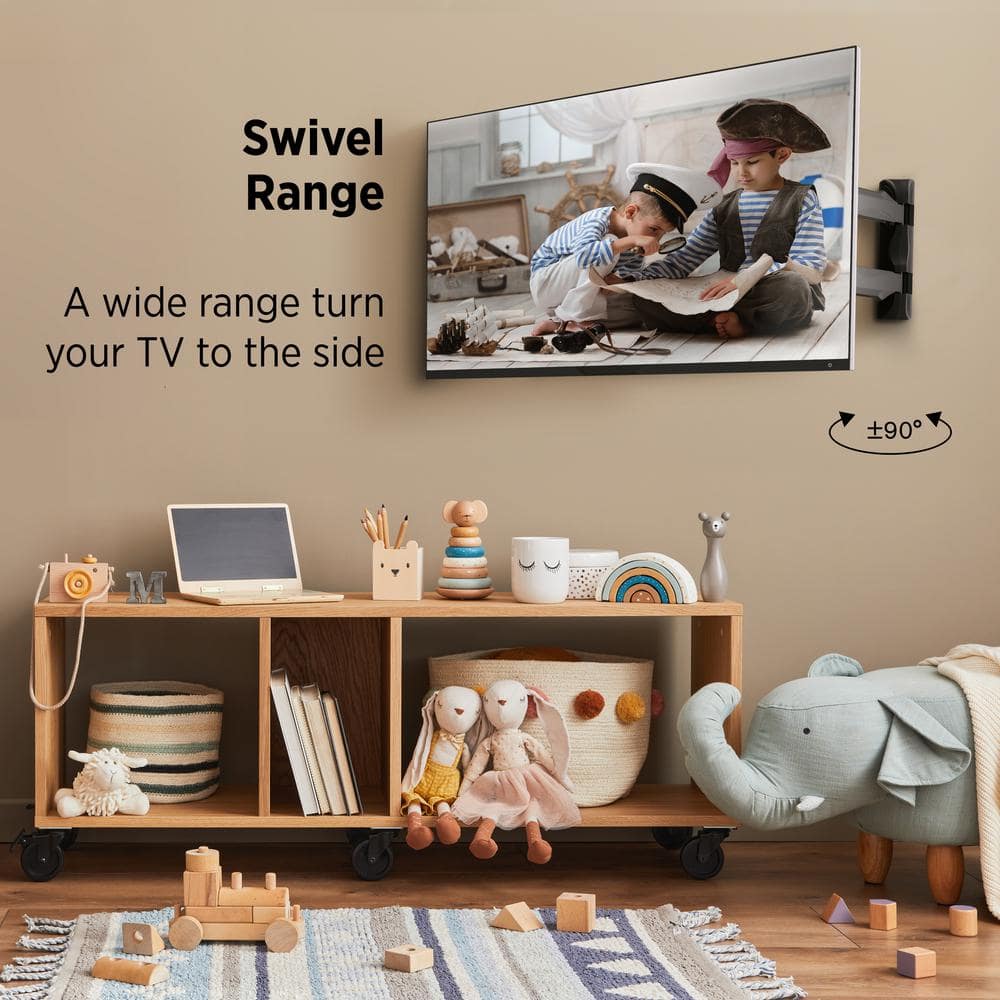 Black Full Motion Wall Mount for 17"-47" TVs